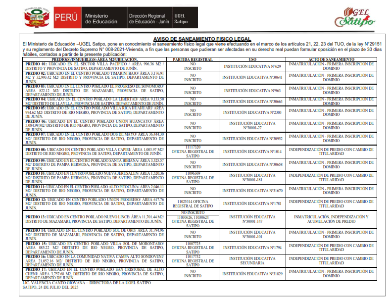 AVISO DE SANEAMIENTO FISICO LEGAL
